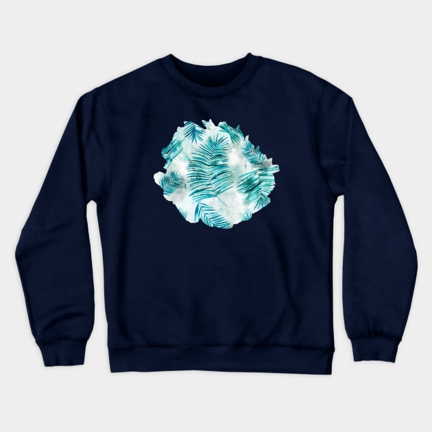 Watery palms Aqua blue Crewneck Sweatshirt by ninoladesign